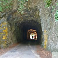 Corniche de la Castagniccia, close to the waterfall. Marked as main road on the map. The tunnel is 2.10m / 7ft wide, and 2.50m / 8 ft 3in wide,